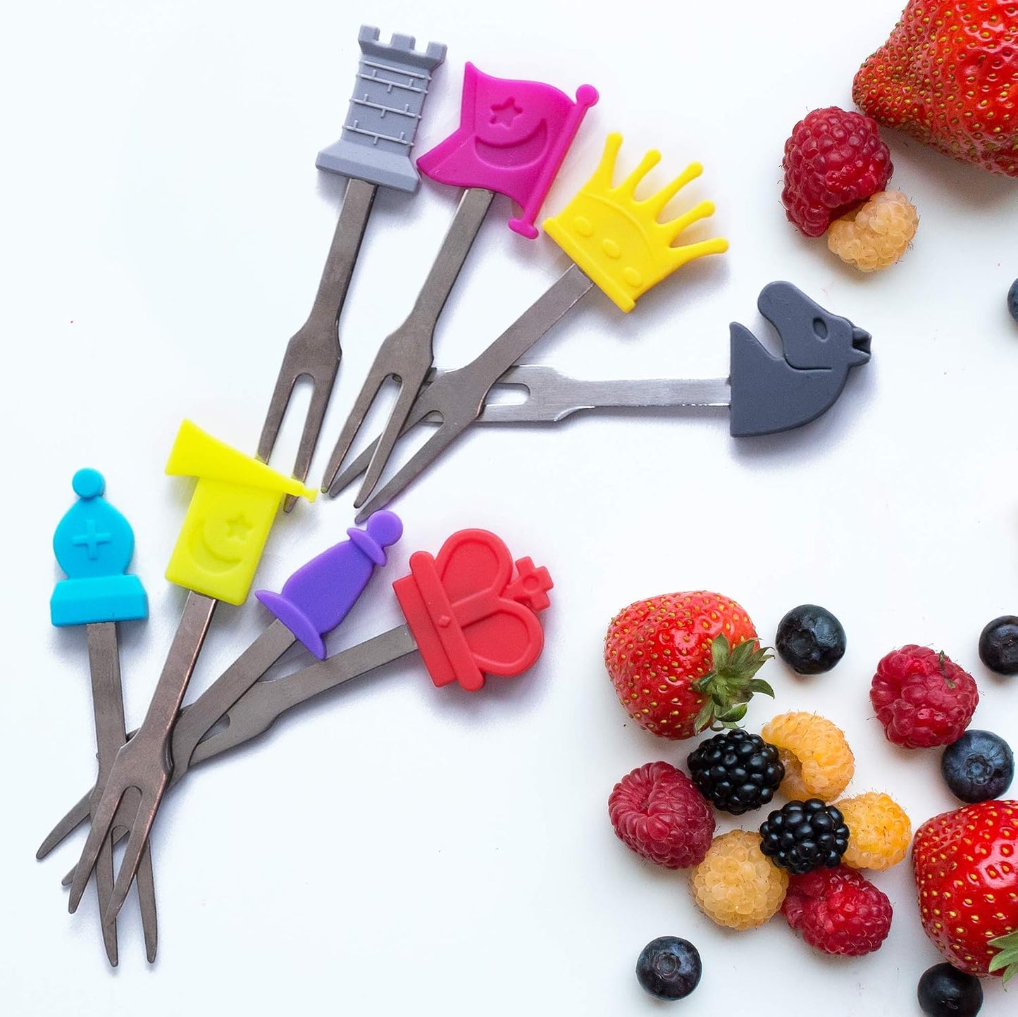 Cocktail Forks, 6-Piece Appetizer Forks, Cat Shapes, Stainless Steel and Silicone Small Forks for Fruits, Cheese, Appetizers