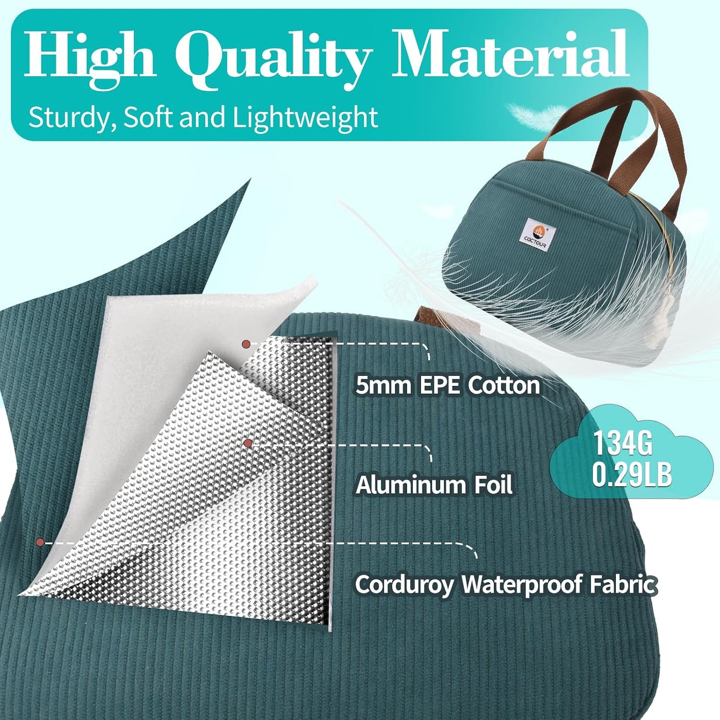 CaCTOUR Lunch Box for Women Girls Teens,Cute Lunch Box Cooler Bag, Portable Insulated Small Lunch Bag Women Reusable Corduroy Lunch Tote for Work/Travel/Picnic/School (Dog Green,Small)
