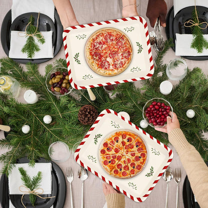 Whaline 3Pcs Greenery Serving Trays Reusable Melamine Platters Green Leaves Serving Dishes for Spring Birthday Wedding Party Food Supplies, 10 x 13 Inch