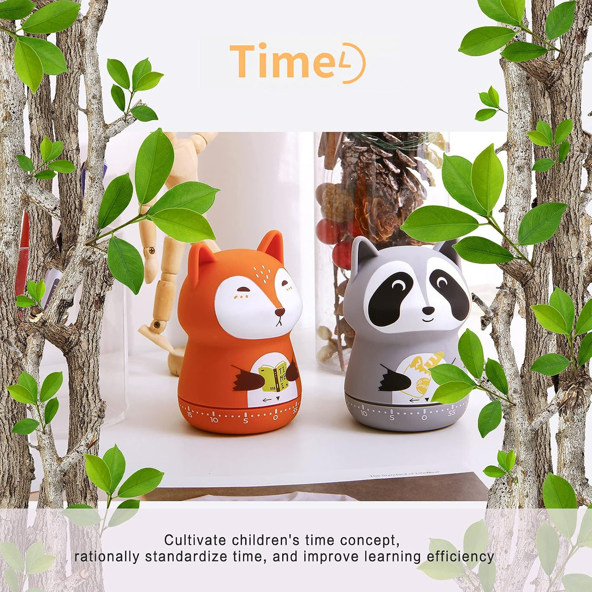 ELE DEPI 2pcs Cute Kitchen Timer for Kids,Mechanical Egg Timer for Cooking.