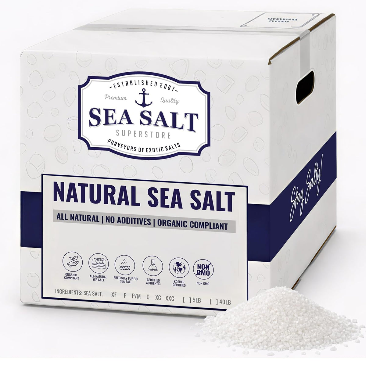 Sea Salt Superstore Coarse Sea Salt for Grinder Refill, Non-Iodized, 14 oz