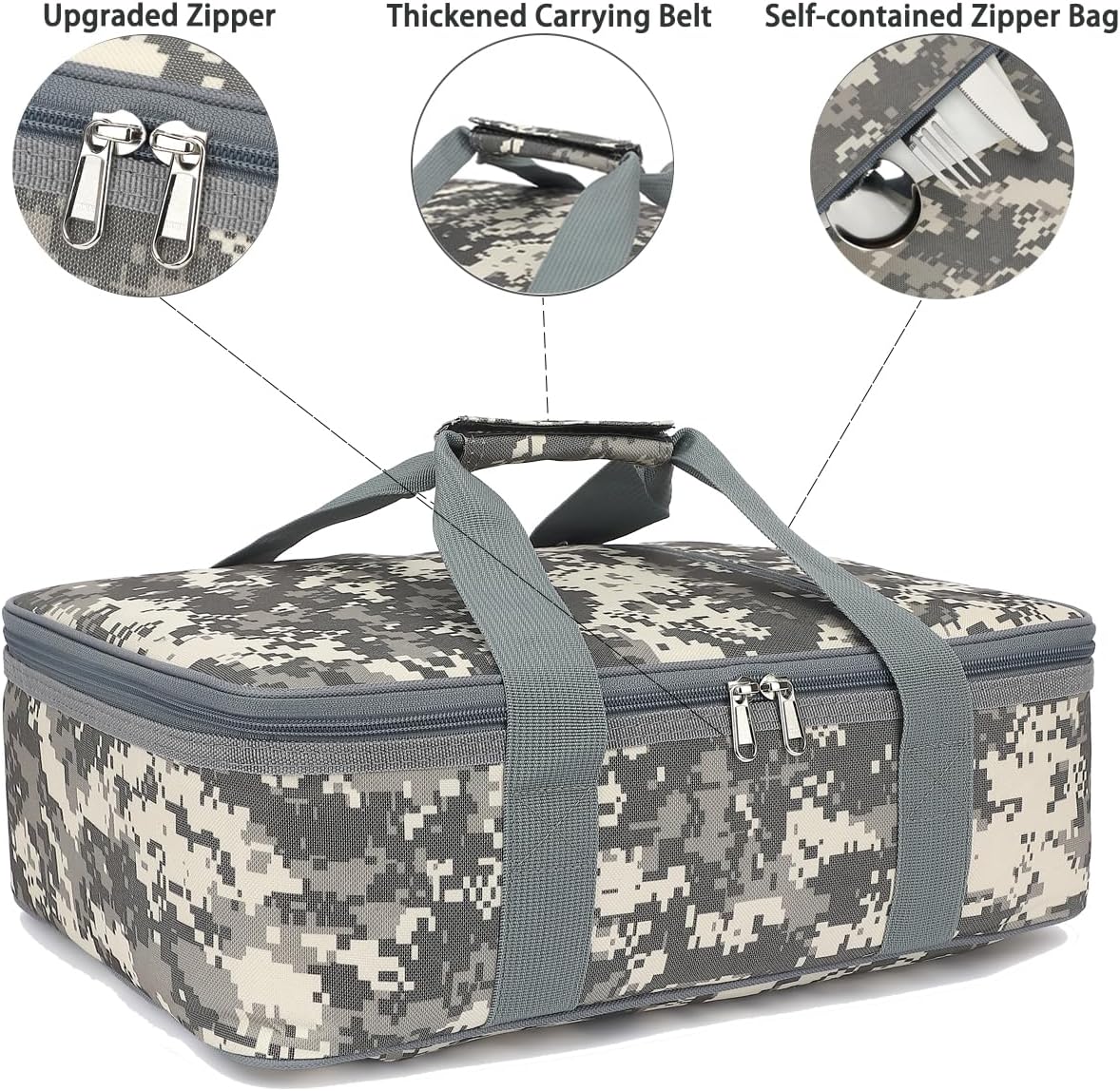 GYEUKHAM Insulated Casserole Carrier Bag - Large Portable Hot and Cold Food Storage Tote with Handles Thermal Bag for Parties, Picnics, Camping, Travel,Fits 9"x13" Baking Dish,Grey