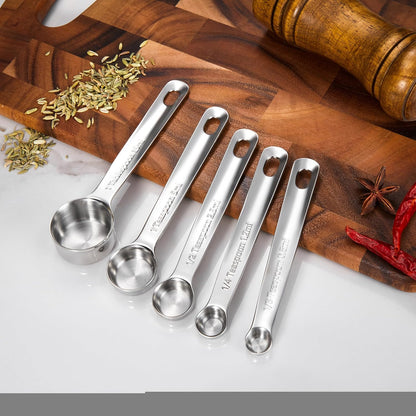 KEAWELL Premium 10-Piece 18/10 Stainless Steel Measuring Cups ans Spoons Set – Durable, Stackable, Dishwasher Safe – Nesting Design for Baking & Cooking (Silver, Measuring Cups & Spoons)