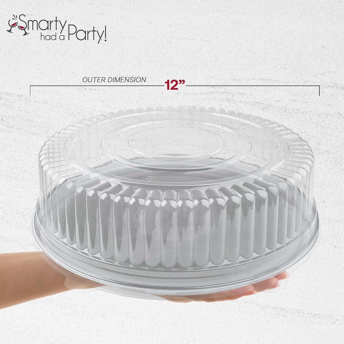 Smarty Had A Party 12 Inch Black Round Plastic Serving Tray – Heavy-Duty Party Platters & Catering Trays, Reusable or Disposable Plastic Trays for Serving Food, Elegant Party Tray Set of 25