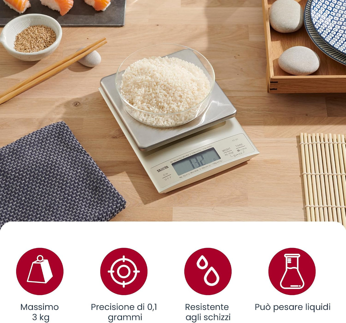 TANITA 3 Kg KD-321 Digital Kitchen Scale, Silver