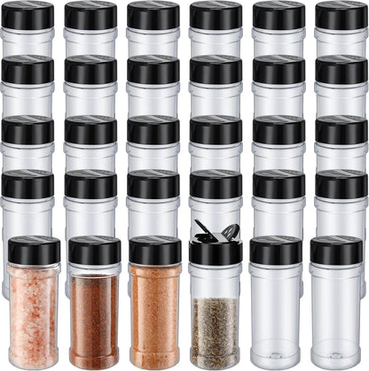 Jadive Plastic Spice Jars with Shaker Lids, 5.5oz, Black