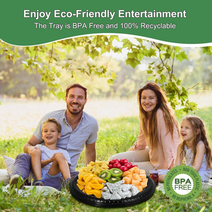 12 Pack Catering Trays with Lids, Round 12 Inch Veggie Tray with Lid, Disposable Fruit Tray for Parties, Catering Trays for Serving Snack, Appetizer, Fruit, Veggie and Sandwich