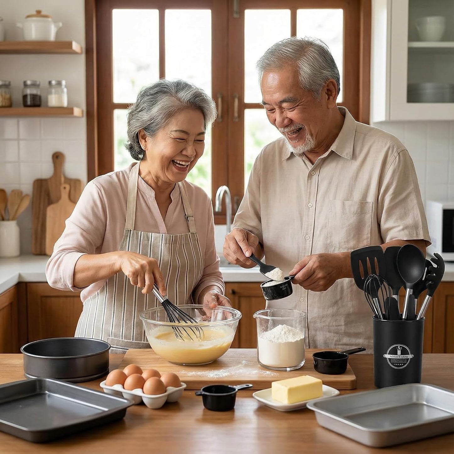 KSENDALO Cooking Utensils Set of 26 - Non Toxic Black Silicone Kitchen Utensils Set with Spoons, Heat Resistant Tong, Whisk & Holder, Dishwasher Safe