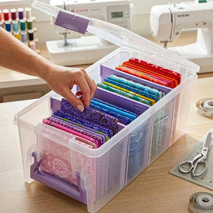 ArtBin Semi Satchel Portable Craft Organizer with 3 Dividers - Clear Plastic Storage Case for Art & Craft Supplies