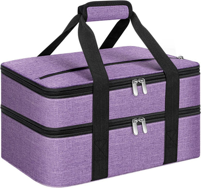 Insulated Casserole Carrier, Portable Casserole Carrier for Hot or Cold Food Lunch Tote Warmer or Cooler Bag, Lasagna Lunch Bag for Potluck Parties- Fits 9" x 13" Baking Dish-Charcoal Grey