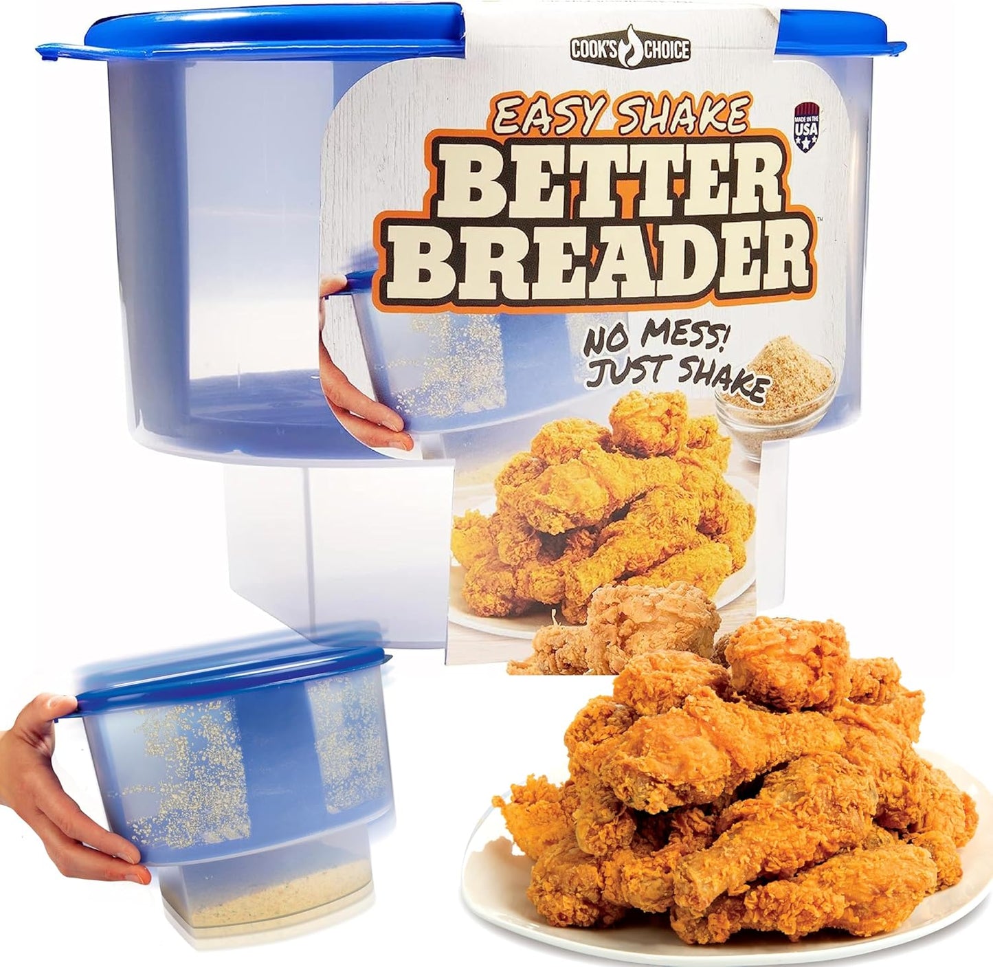Cook’s Choice Original Better Breader – Mess-Free Breading Station for Chicken, Fish & Vegetables – Large Capacity Fits Full-Size Cuts – Shake & Coat for Even Coverage – Dishwasher Safe & Made in USA