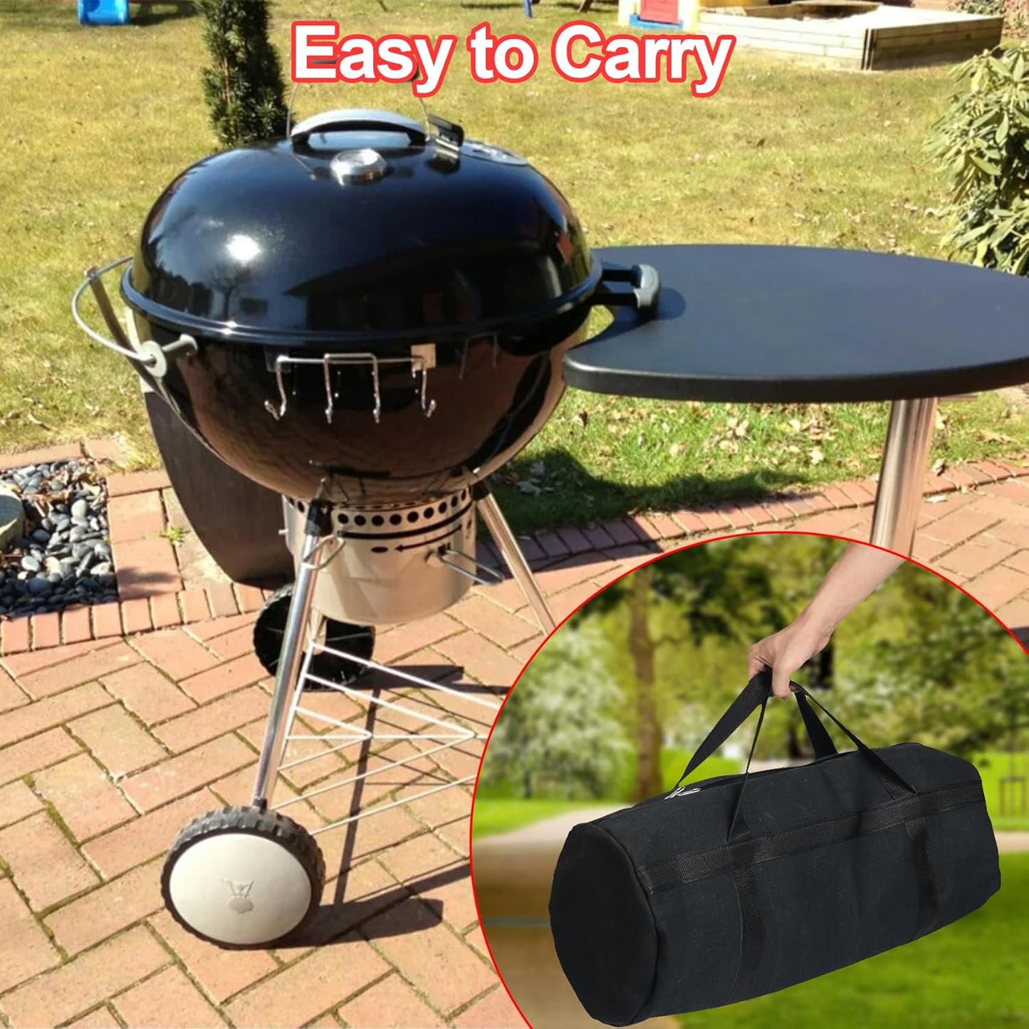 24" Grill Tool Storage Bag, Canvas, Black, Unisex, Classic Style, 60x24x24 cm/24 * 9.4 * 9.4 inches, Zipper Closure, Hand Strap, Perfect for Outdoor Grilling, Camping, Hiking