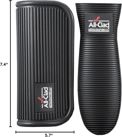 All-Clad Silicone Grip Set: 100% Silicone Flexible & Heat Resistant Ribbed Grip Set - Perfect for Cast Iron, Steel, or Glass, (2-Piece), Black/Grey