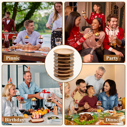 10 Pack Acacia Wood Wine Glass Charcuterie Topper Gift Set Mini Wooden Charcuterie Board for Wine Toppers Mug Cover Cup Lids Small Bamboo Appetizer Plates Glass Coaster Accessories Drink Covers