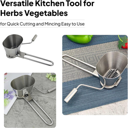 Fenteer Parsley Chopper, Parsley Shredder, Kitchen Handheld Coriander Onion Chopper, Lightweight Herbs Spices Grater, Stainless Steel Roller Mincer for Veggies/Garlic/Peppers/Ginger/Fruits/Nuts