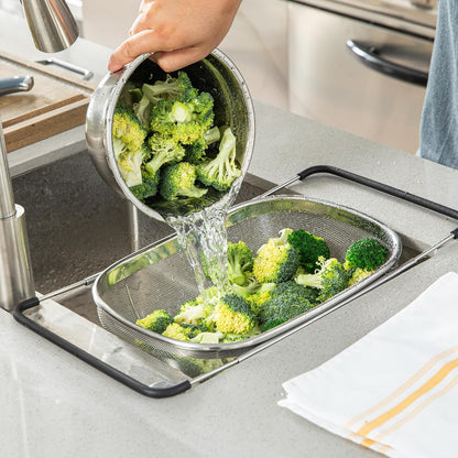 Restaurantware 6 qt Stainless Steel Over The Sink Colander