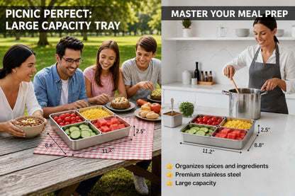 Stainless Steel Yakumi Pan, Yakumi Pans, Yakumi Mise En Place, Mise En Place Containers, Japanese Food Container, Condiment Containers, Multi Compartment Food Containers (8 Compartment)
