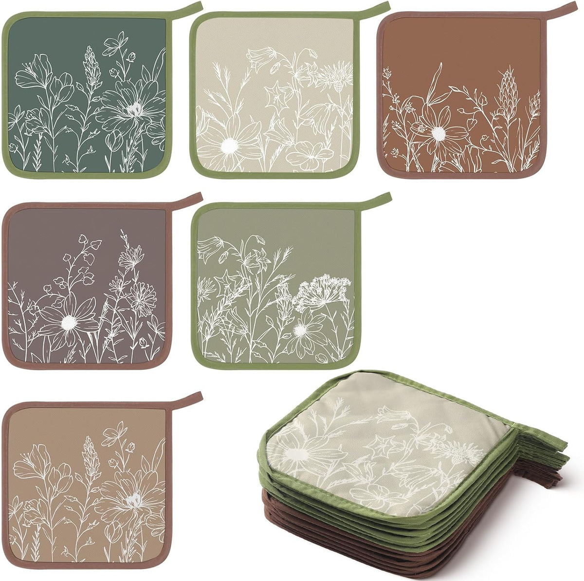 Bencailor 12 Pcs Christmas Wildflower Pot Holders with Pocket