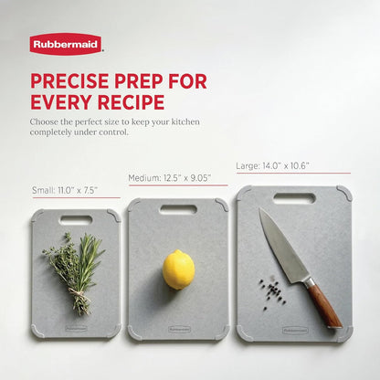 Rubbermaid 3pc Reversible Wheat Fiber Cutting Board Set | Cutting Boards for Kitchen – Dishwasher Safe, Non-Slip Corners, Lightweight & Easy To Store- Large Cutting Board for Meat, Veggies & Fruits