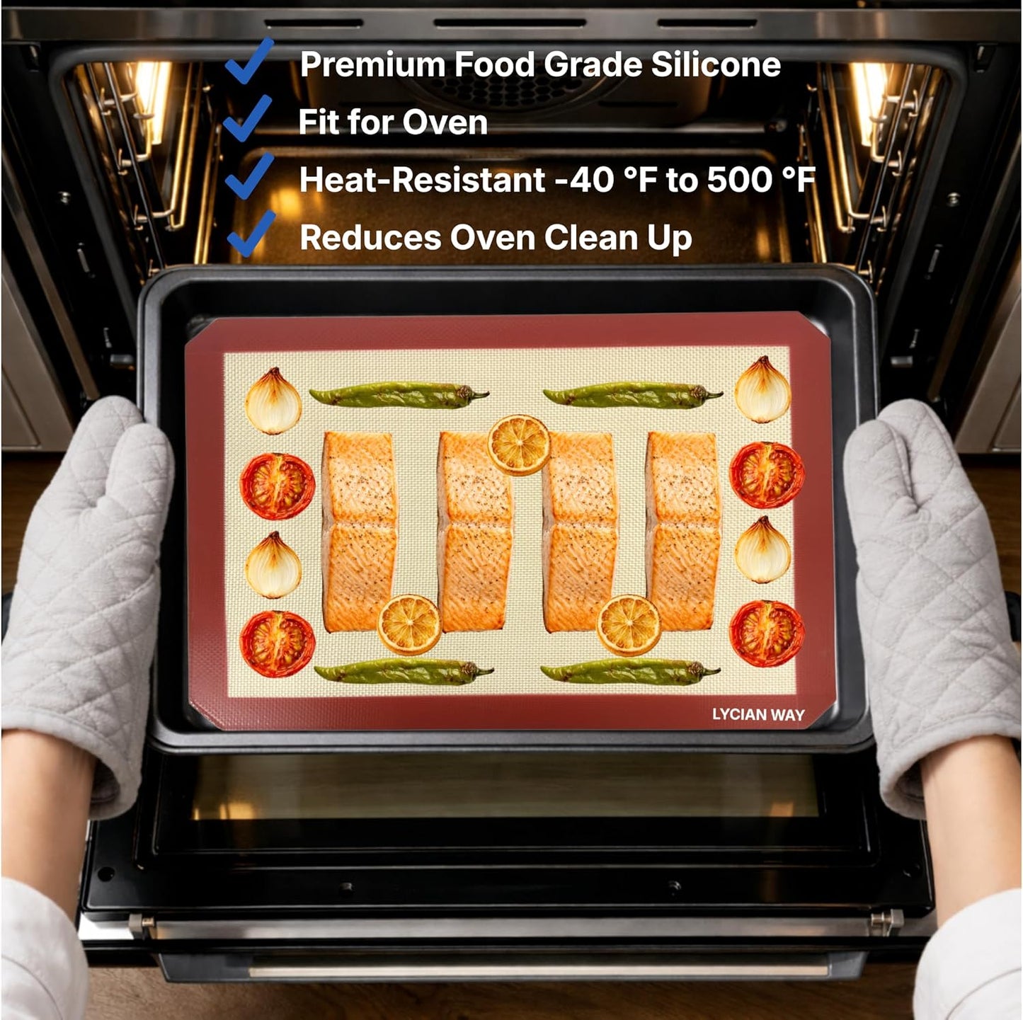 Silicone Pastry Mat with Measurements, 28 x 20 Inch Extra Thick Non-Slip Nonstick XL Baking Mat for Dough Rolling, Kneading, Fondant and Pie, Red