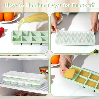 Doasuwish Silicone Freezer Molds for Soup with Lid – 1-Cup Soup Container Style Ice Cube Trays for Freezer, Meal Prep & Food Storage, Freeze 250mL/125mL Portions – 2 Pack