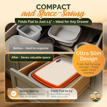 XL BBQ Prep Tub with Lid, XL Collapsible Marinating Container & Cutting Board - Foldable Food Basin for Meat - Grill Prep Station for Outdoor Cooking, Camping, BBQ, Food Storage Tray - 16L
