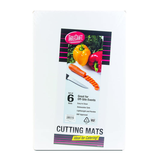 TableCraft FCB1520W, Flexible Cutting Board Mats, 15" x 20", White, Pack of 6, Lightweight and Flexible Design, Dishwasher Safe, Ideal for Catering and Restaurants, Polypropylene