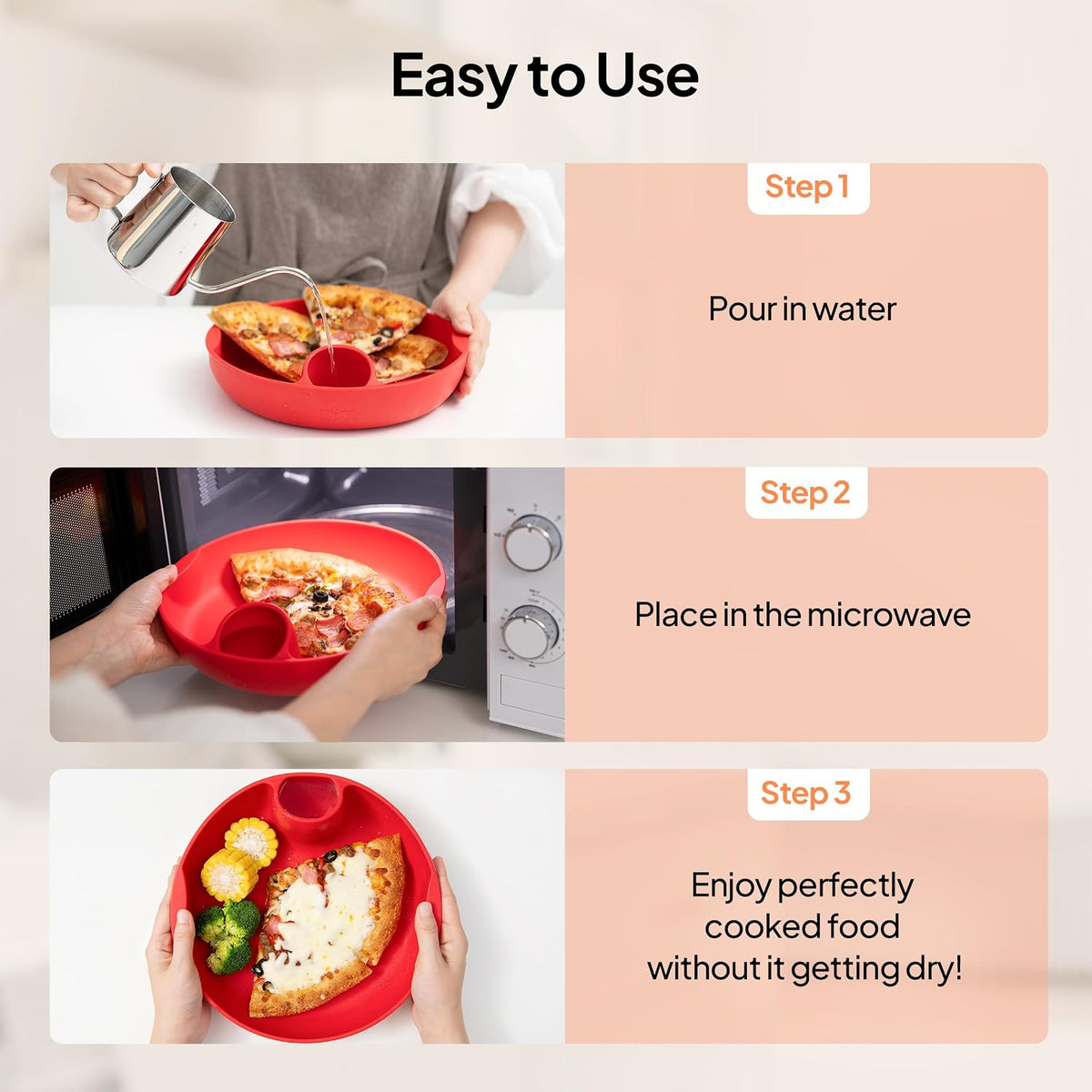 Longtail Company Microwave Steamer Bowl – BPA-Free Silicone Cooking Tray with Water Hole | Steam & Reheat Without Lid | Dishwasher Safe | Defrost, Reheat, Steam Veggies, Pizza, Meals | 9.6in - GREEN