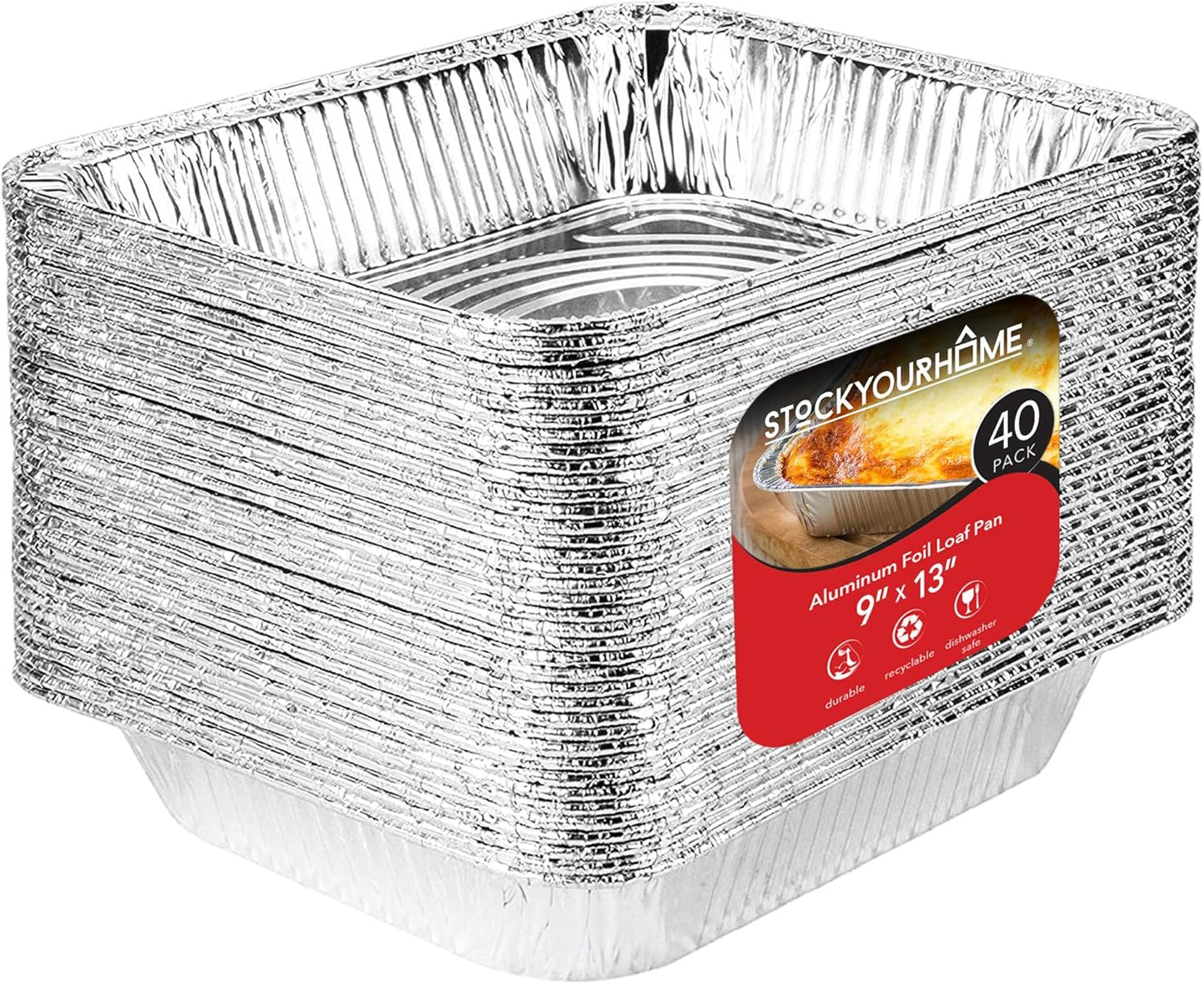 Stock Your Home 9x13 Aluminum Trays with Lids (10 Pack) – Disposable Half Size Deep Pans for Cooking, Storage, BBQ, Grilling, Catering