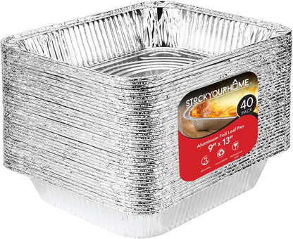 Stock Your Home 9x13 Aluminum Trays with Lids (10 Pack) – Disposable Half Size Deep Pans for Cooking, Storage, BBQ, Grilling, Catering