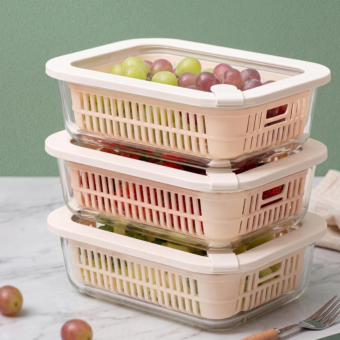 Urban Green Glass Food Storage Containers with Glass Lids, Microwave Safe Food Container Set, Aitight Meal Prep Container Set, LeakProof, 100% Plastic Free, 6 Pack
