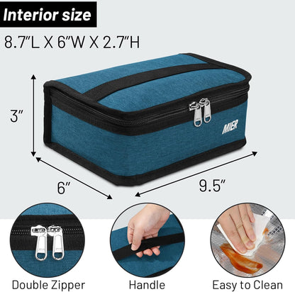 MIER Small Lunch Bag for Kids & Adults Compact Insulated Lunch Box Portable Thermal Mini Cooler for Work School Travel, Bluesteel