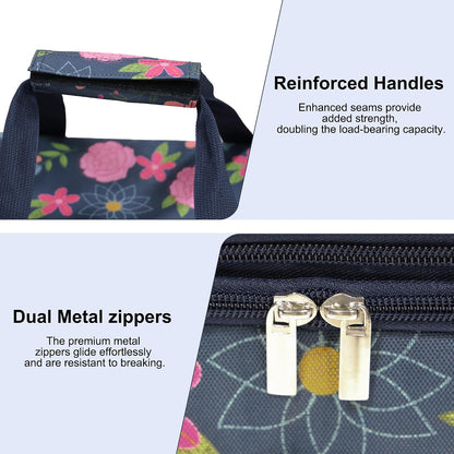 Double Decker Insulated Casserole Carrier, Expandable Thermal Food Warmer Bag Fits 9x13 Dish, Leak-Proof Potluck Lasagna Holder with Utensil Pocket for Picnic Party Cookout (Blue)
