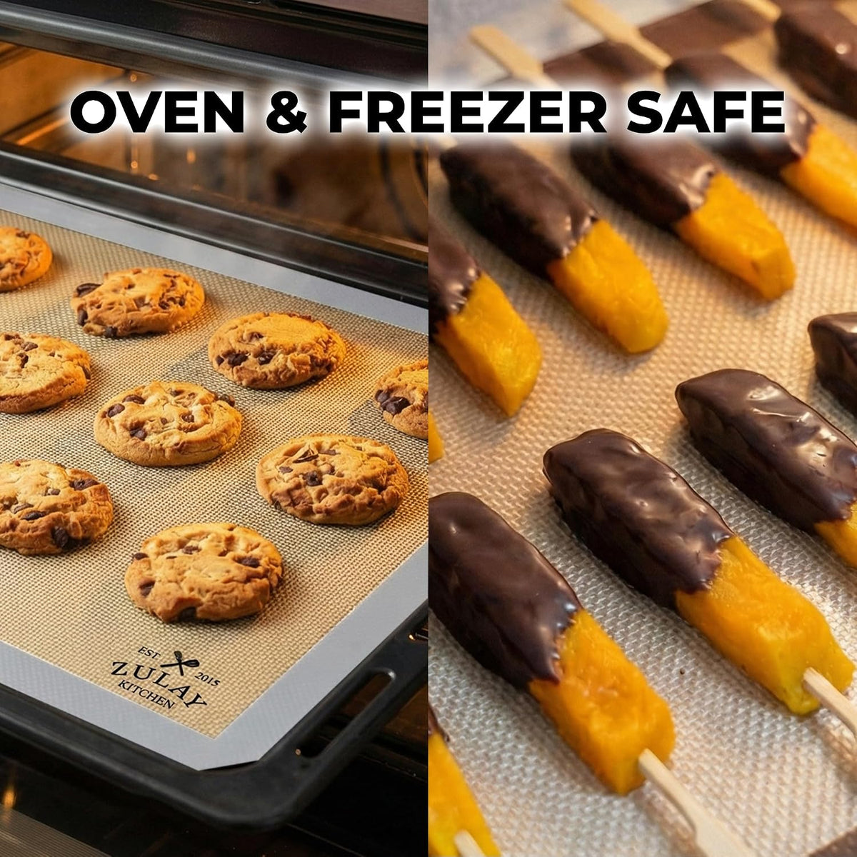 Zulay Kitchen Silicone Baking Mat – 16.5"×11.6" BPA-Free Reusable Baking Sheet, Heat Resistant 480°F – Non-Slip Border, Perfect for Cookies, Bread, Pastries & Oven Use - (Dark Gray)