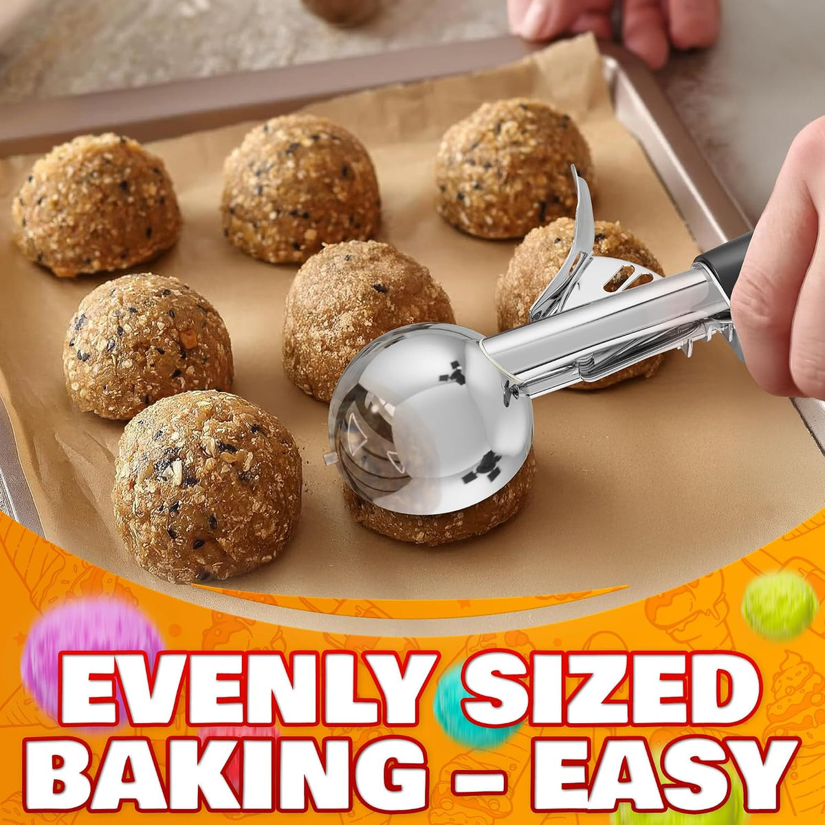 Cookie Scoops for Baking, Stainless Steel in #16, #20, #30