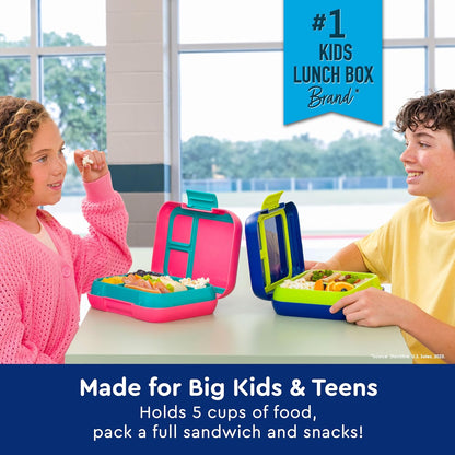 Bentgo Pop - Leak-Proof Lunch Box & Removable Divider for Ages 8+ & Teens - Lunch Container Holds 5 Cups of Food; 3-4 Compartments; Microwave/Dishwasher Safe; 2 Year Warranty (Flame Red/Turquoise)