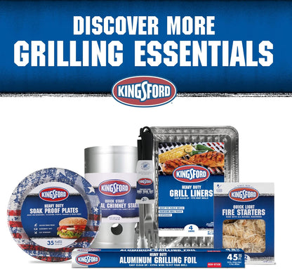 Kingsford Extra Tough Aluminum Grill Liners, Disposable Foil Grill Toppers for Outdoor Grills, Helps Keep Food and Sauce from Falling Through Grates, 16 x 11.75 in, 14 Count