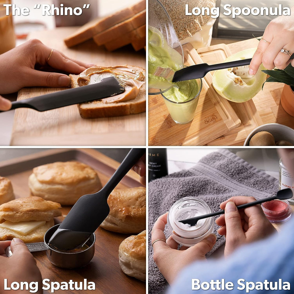 DI ORO Silicone Jar Spatula Set - 600F Heat Resistant, 5-Pc Red