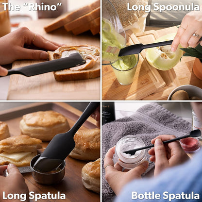 DI ORO Silicone Jar Spatula Set - 600F Heat Resistant, 5-Pc Red