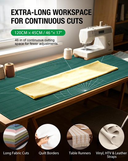 Self Healing Cutting Mat, 35" × 15", Double-Sided Rotary Cutting Mat for Sewing, Quilting, Scrapbooking & Craft, Large Craft Cutting Board for Hobby Use, Green