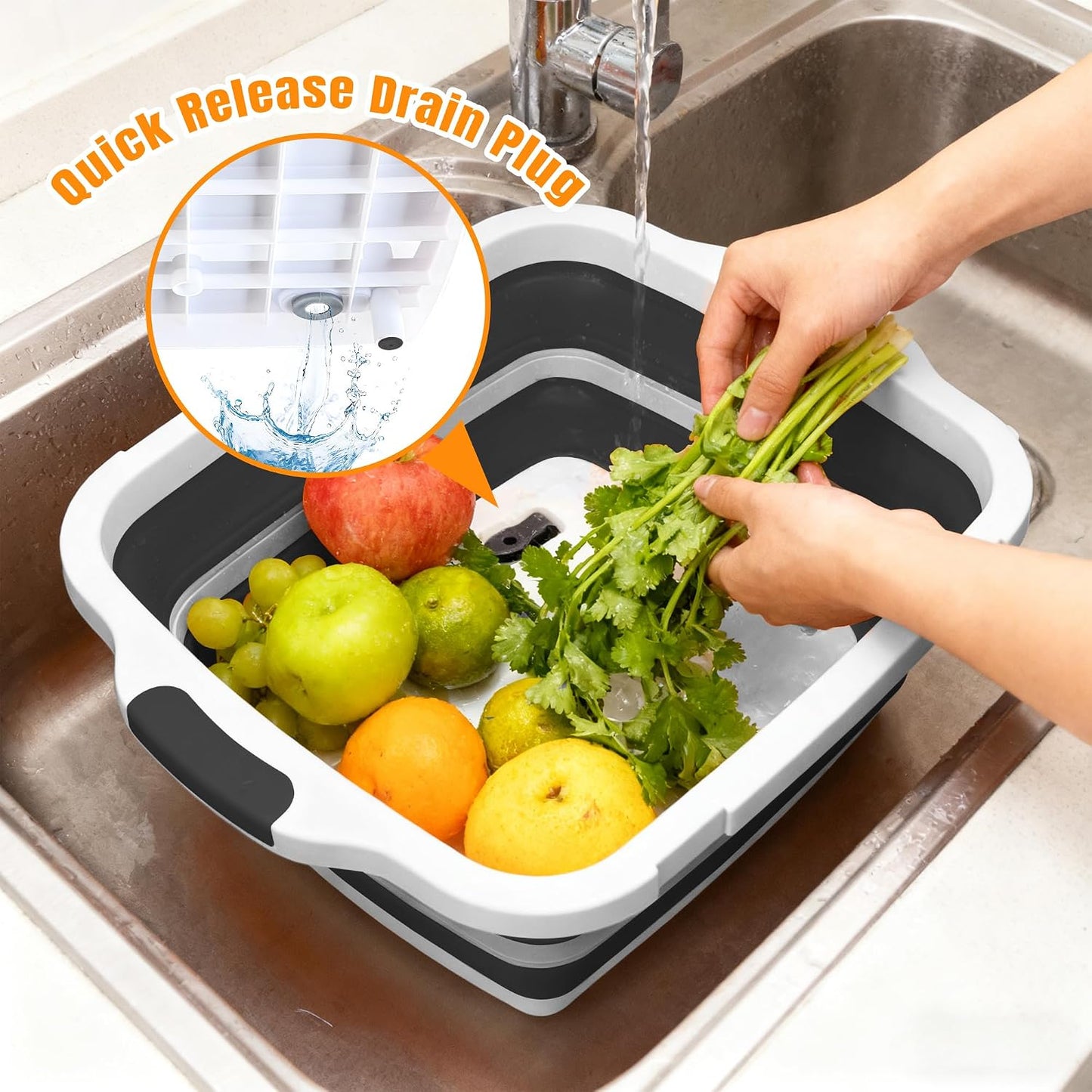 Collapsible Cutting Board with BBQ Prep Tub and Lid, Foldable Food Prep Container for Meal Prep, Marinating, Food Storage, Grilling, Camping and Outdoor Cooking, Dishwasher Safe, Black XX-Large