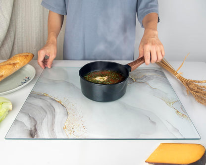 Kitchenville Glass Cutting Board 20”x16”: Tempered Glass Kitchen Counter Protector - Durable- Scratch-Resistant, Heat-Proof - Clear Design
