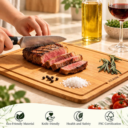 Bamboo Cutting Board 3-Piece Wooden Bread Boards for kitchen