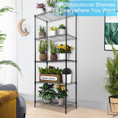 Whitmor 2-Wire Shelving Unit, Metal Storage Shelves, Stacking Shelf with Basket, Easy Assembly Home Organizer for Pantry, Kitchen, Garage, Plant