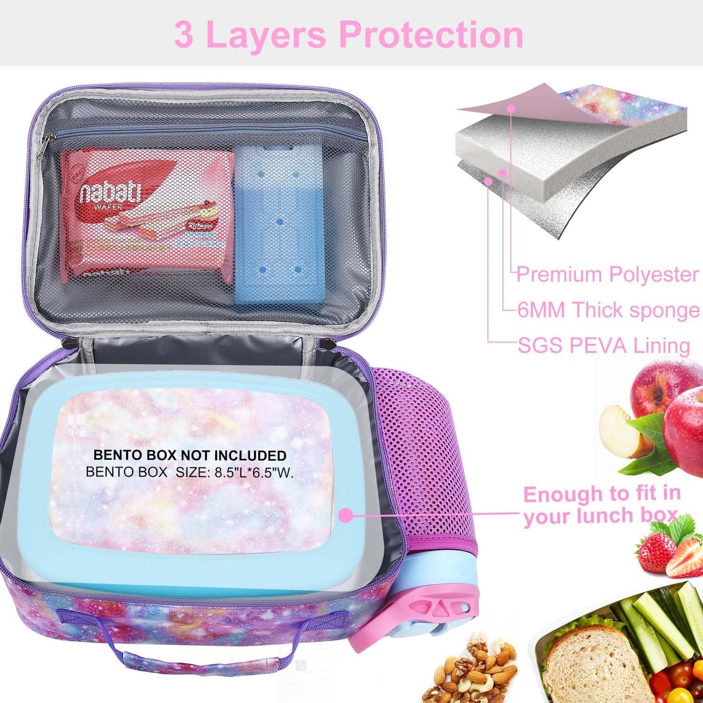 RHCPFOVR Kids Lunch Bag - Insulated Lunch Box for Boys Girls,Washable Lunch Bag and Reusable Toddler Leak-proof Lunchbox for School and Daycare - Colors B