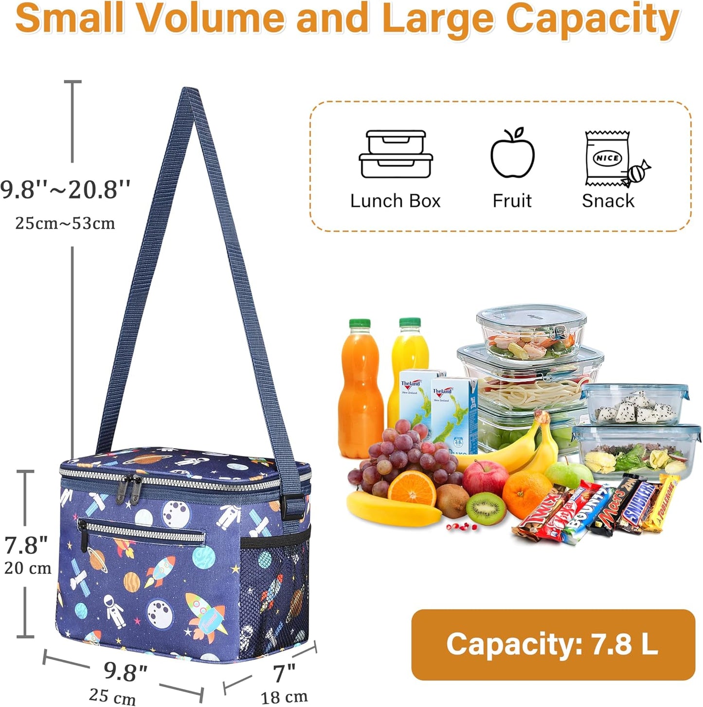 Tirrinia Insulated Lunch Box for Men/Women, Leakproof Lunch Bag for School Work, Large Lunch Tote Kids Boys Girls Student Back to School, Soft Cooler Office Picnic Beach Camping for Adults, Charcoal