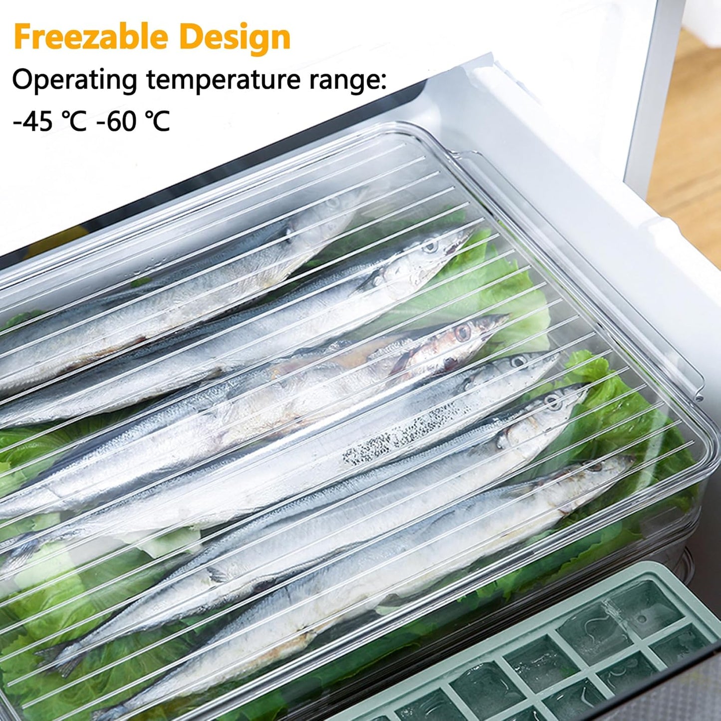 vacane 2 Pack Deli Meat Container for Fridge, Bacon Container with Lids for Refrigerator Fruit, Cold Cuts, Cheese Keeper Marinade Tray, Stackable Freezer Storage Containers