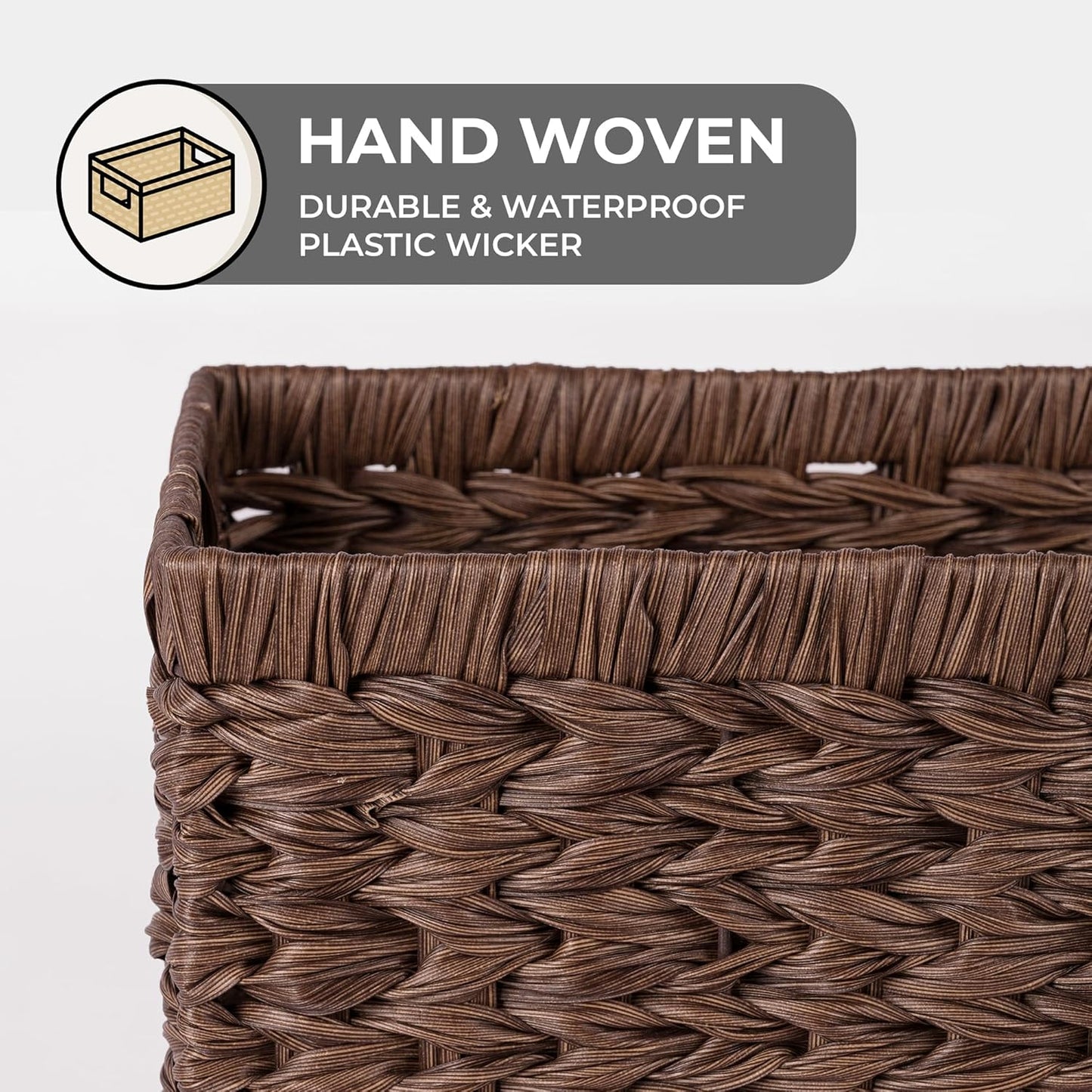 GRANNY SAYS Wicker Storage Baskets for Shelves, Water Hyacinth Basket with Scalloped Edge, Storage Wicker Baskets for Pantry, Large, 2-Pack
