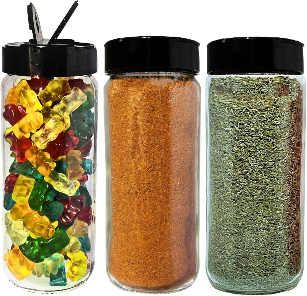 JARMING COLLECTIONS 16oz Glass Spice Shakers with Lids – Large Seasoning Containers with Shaker Tops for Kitchen, Pantry & Herb Storage