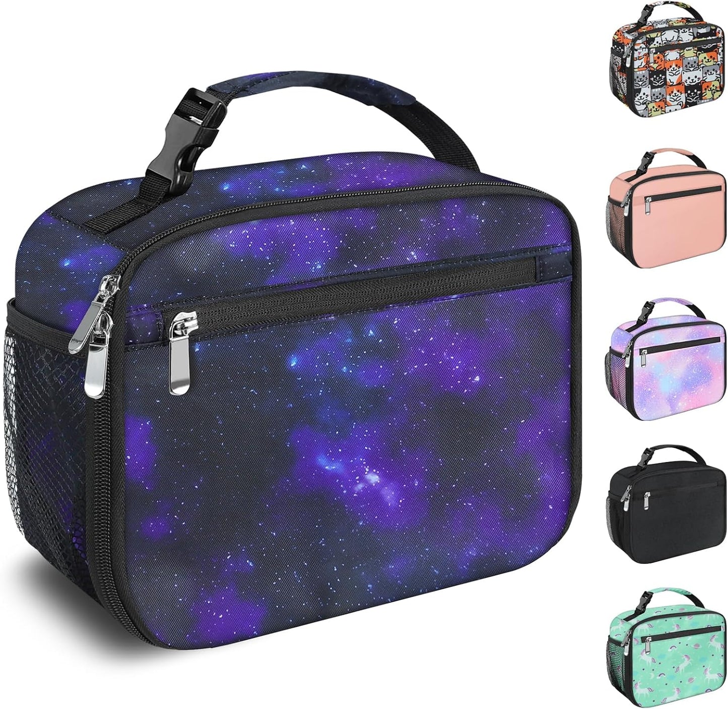 Kids Lunch Box for Boys Girls Lunch Bag Insulated Durable Lunchbox Children Lunch Tote Bag for School Black